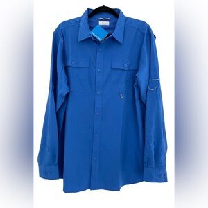 Columbia Men's Omni-Shade Long Sleeve Button-Up Shirt Vivid Blue Size XXL 2TG